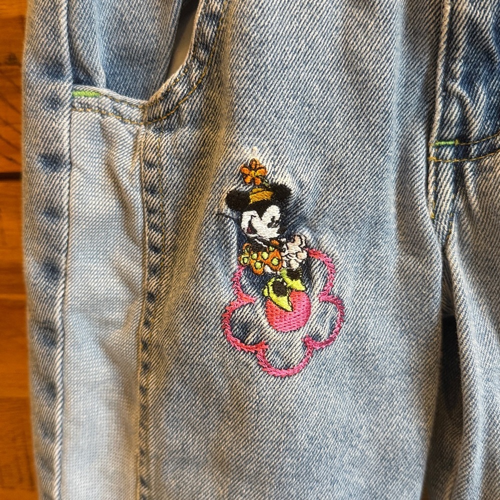 Vintage Mickey Mouse Embroidered Cartoon Character Blue Jeans - Picture 4 of 6